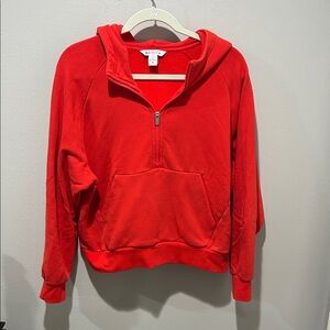 Gildan Women's Red Half-Zip Hoodie